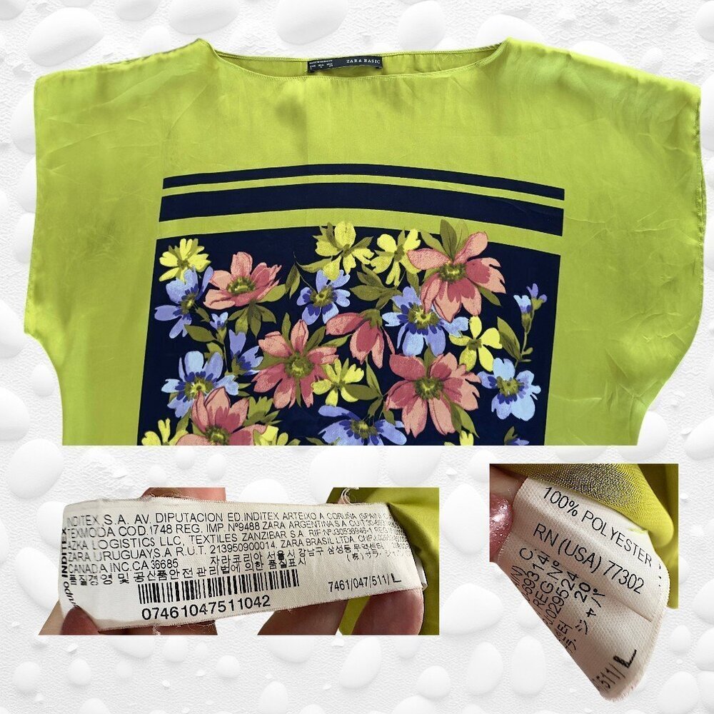 🌿 ZARA BASIC Floral Panel Tunic – Size Large - Picture 2 of 3